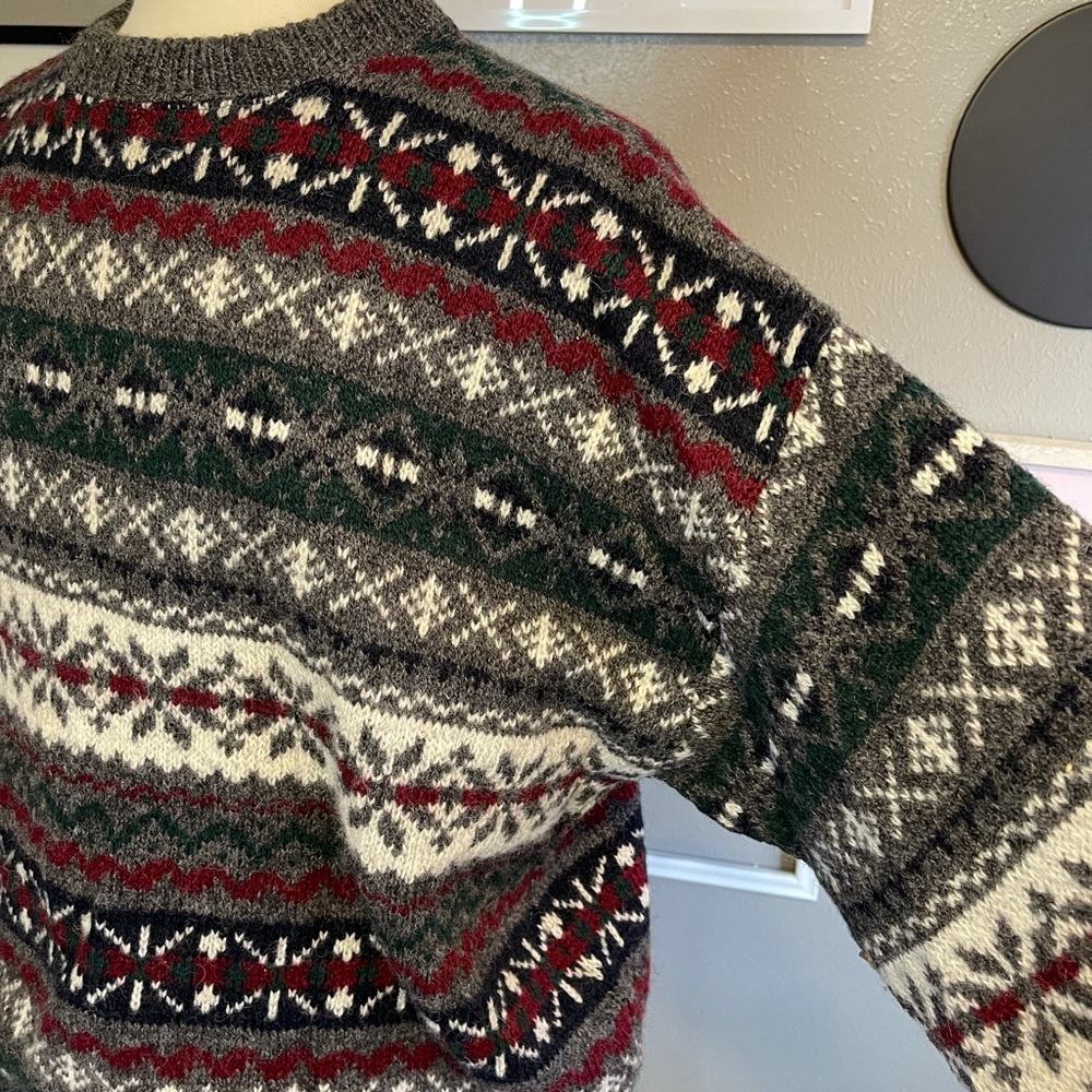 Woolrich Fair Isle Gray Wool Sweater XL - Picture 5 of 11